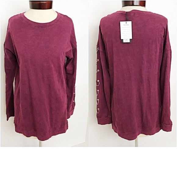 📍SALE Embellished Sleeve Raspberry Tunic Top S - Picture 4 of 5